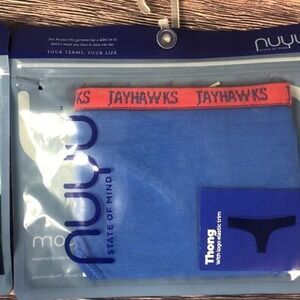 NUYU KU Kansas University Jayhawks Blue White Red NEW Thongs - Size Large